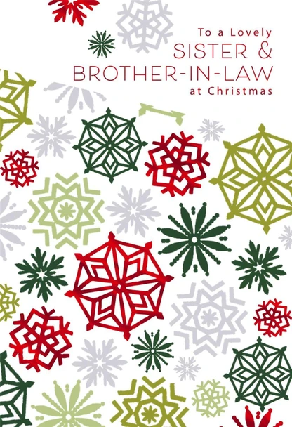 Snowflake Pattern Sister & Brother In Law Christmas Card