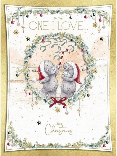 Bears With Candy Cane One I Love Giant Luxury Boxed Christmas Card
