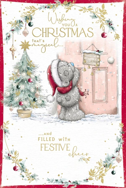 Bear Knocking At Door Christmas Card