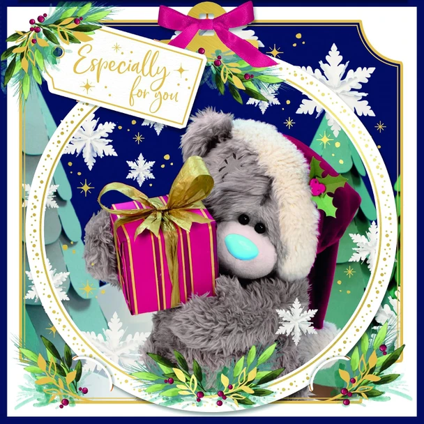 Bear Holding Gift 3D Christmas Keepsake Card