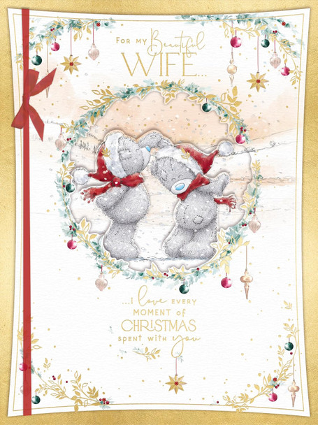 Bears Dancin In Snow Wonderful Wife Luxury Boxed Christmas Card