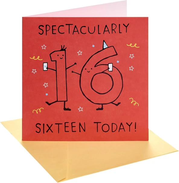 Fun Lettering Design 16th Birthday Card