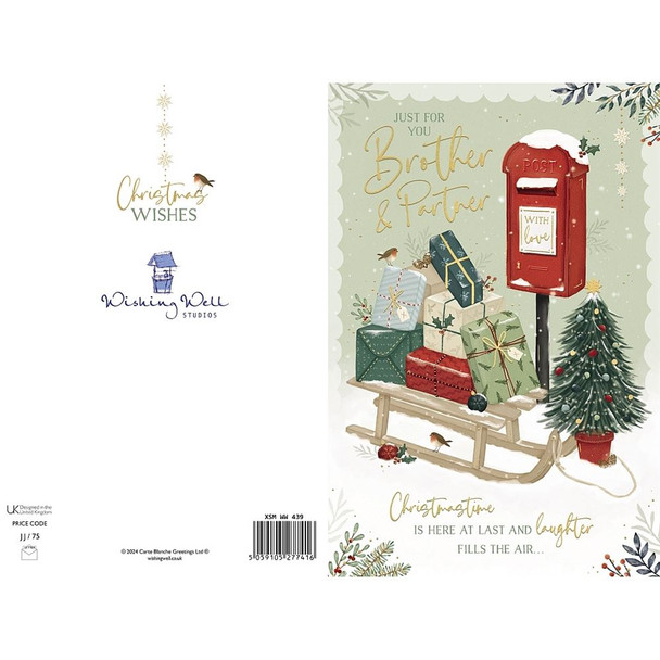 Sleigh Laden With Gifts Brother & Partner Christmas Card - Occasion Cards