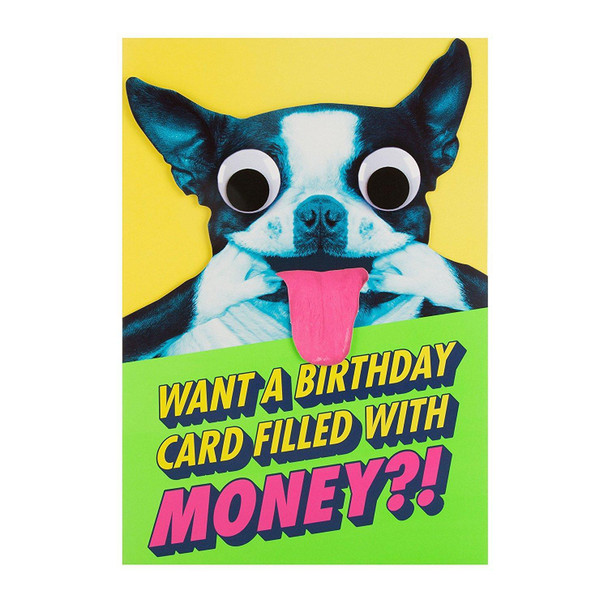 Hallmark Open Birthday Funny Dog New Humour Card 'Money' Medium