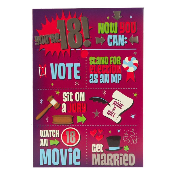 18th Birthday Card 'Busy Day' with High Gloss