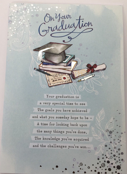 On Your Graduation Papyrus Greeting Card By Hallmark Traditional Glitter Card Blue