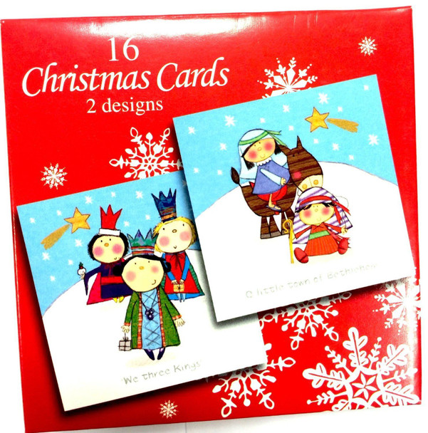Pack of 16 Christmas Cards 2 Designs Three Kings & Little Town of Bethlehem