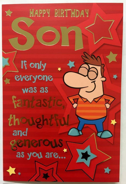 Son Fantastic & Thoughtful Witty Words Birthday Card