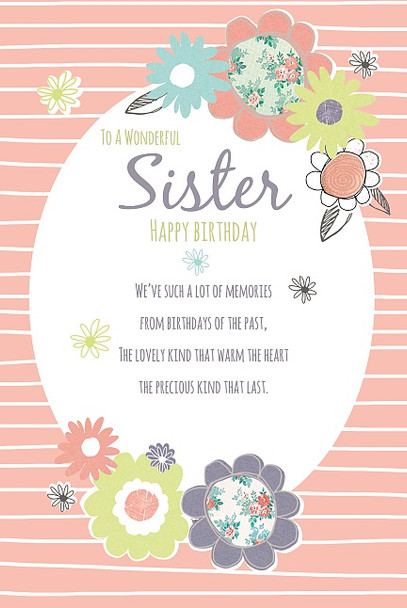 To a Wonderful Sister Traditional Happy Birthday Card 