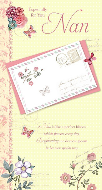 Nan Lovely Verse Happy Birthday Traditional Slim Card By Wishing Well