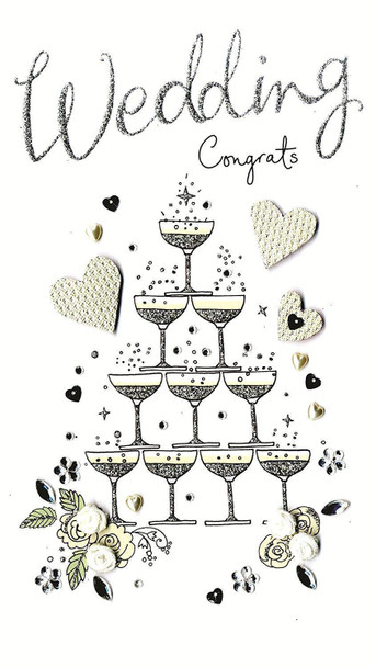 Wedding Congratulations Luxury Champagne Greeting Card Hand-Finished Cards