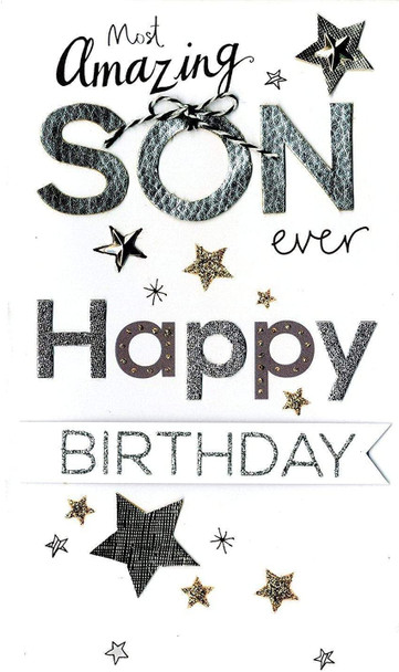 Son Birthday Luxury Champagne Greeting Card Hand Finished Cards