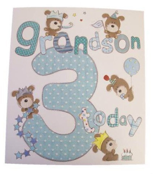 Lots Of Woof Junior Grandson 3rd Birthday Card 11" x 9.5" Code 280128