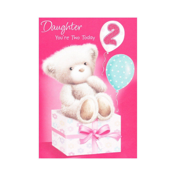 Age 2 Daughter You're Two Today 2nd Birthday Greeting Card New Large