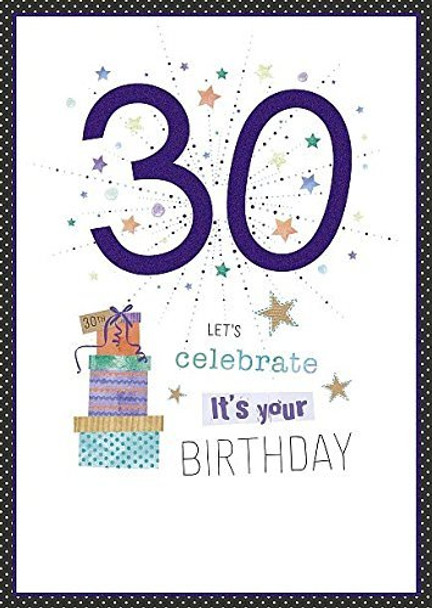 AGE 30TH BIRTHDAY CARD GLITTER NUMBER 30 MORDEN GREETING CARD