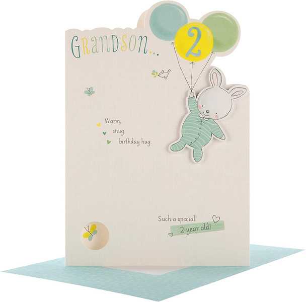 Hallmark Grandson 2nd Birthday Card 'Warm and Snug' Medium