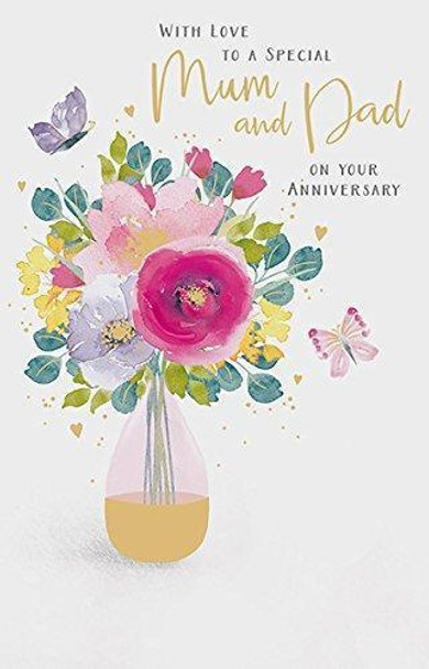 Mum & Dad Anniversary Card with Bunch Of Flowers