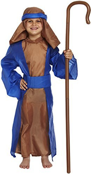 Child Shepherd Blue 7-9 Years Medium Fancy Dress Up Costume Nativity