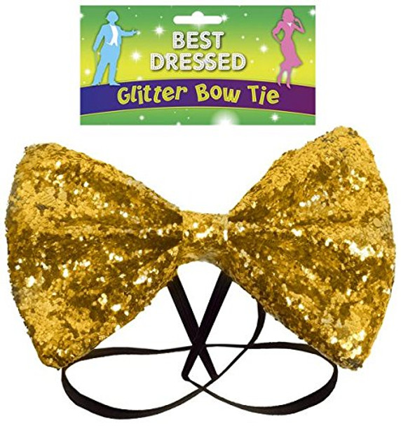 Bow Tie Glitter 12 x 7cm Gold