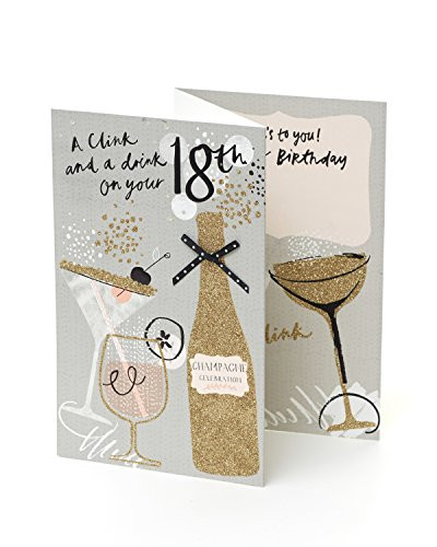 Age 18 Clink Clink and a Drink on Your 18th Happy Birthday Card