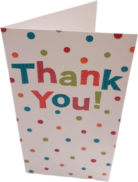 Pack of 16 Glitter Finished Thank You Cards with Spots