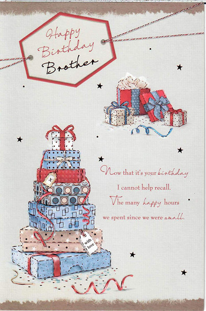 Treasured Moments Brother, Large Gift Stack Birthday Card