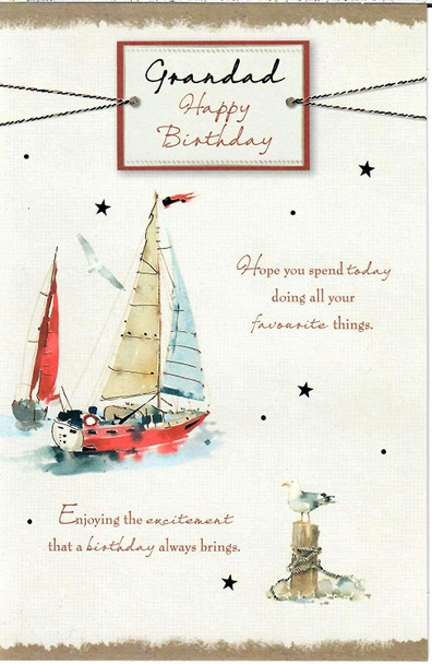 Wishing Well Grandad Sailing Boat Birthday Card