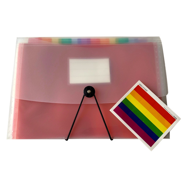 A4 13 Part Rainbow Coloured Tabs Expanding File with Elastic Closure