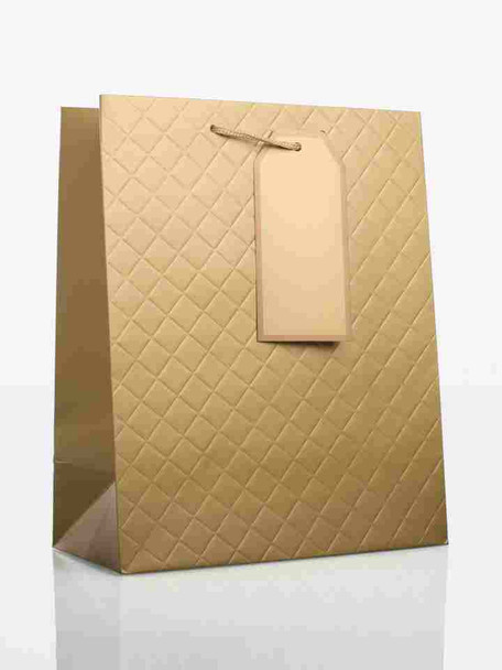 Medium Gold Quilted Gift Bag