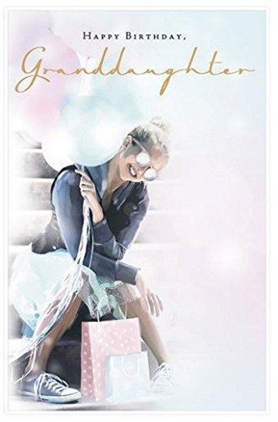 Granddaughter Birthday Card (UKG553689) Girl With Balloons From The Thinking Of You Range Embossed With A Foil Finish