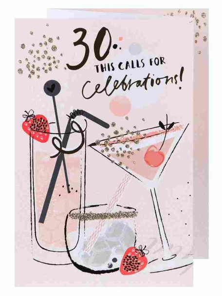 Age 30 Cocktails 30th Celebrations Birthday Morden Card 