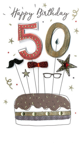 Happy 50th Birthday Greeting Card Hand-Finished Champagne Range Cards …