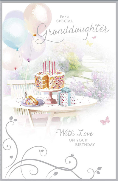 Thinking Of You Cake and Present Granddaughter Birthday Card