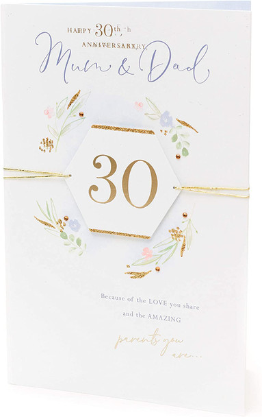 Gibson Mum and Dad On Your 30th Pearl Anniversary Large Exquisite Card