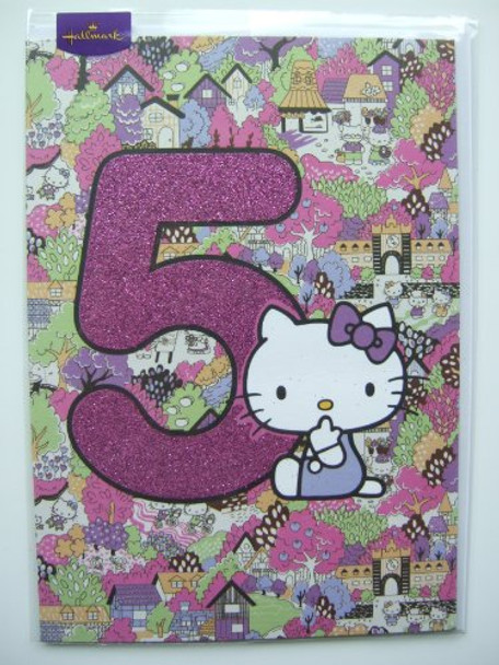 Hello Kitty age 5 Birthday Hallmark card