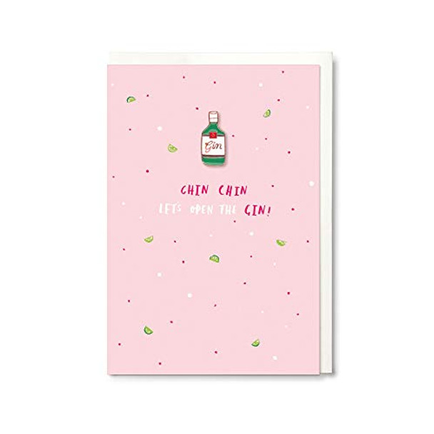 Hotchpotch Flair Any Time Open Greetings Card and Enamel Pin Gin