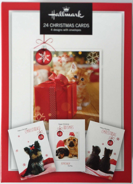 Hallmark Christmas Boxed Cards Cute Animals Designs Pack of 24 with 4 Designs