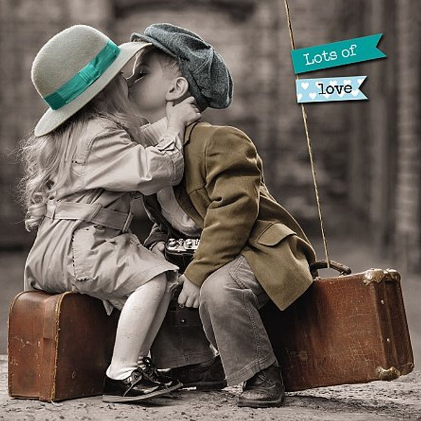 Young at Heart 3D Holographic Card Boy and Girl kiss