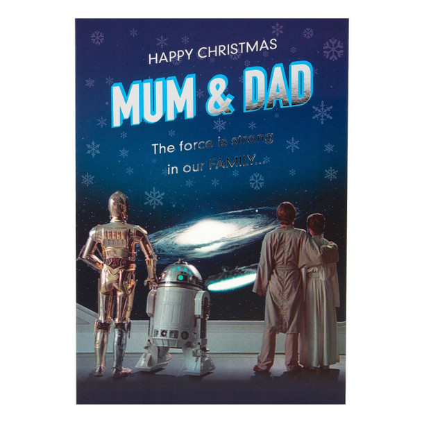 Hallmark Star Wars Christmas Card To Mum & Dad 'The Force Is Strong' Medium