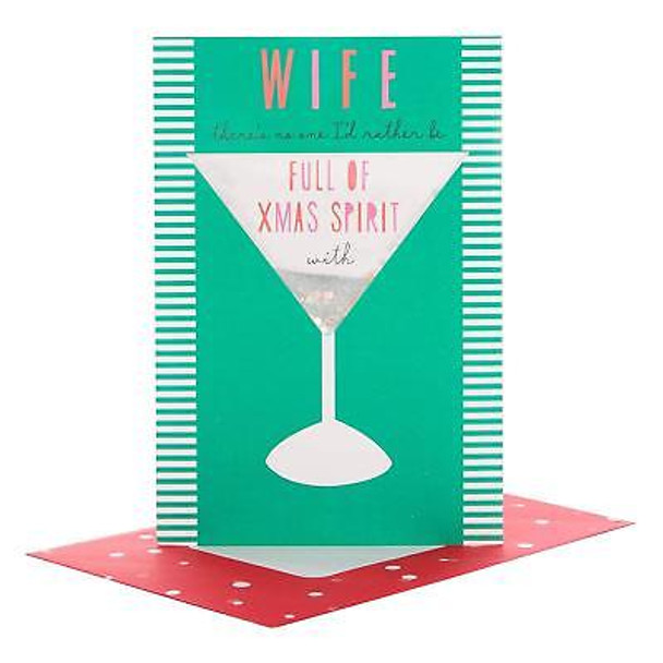 Hallmark Wife Medium Christmas Card 'Glitter Shaker'