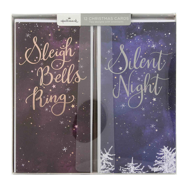 Hallmark Christmas Boxed Cards "Festive Lyric" 12 Cards, 2 Designs