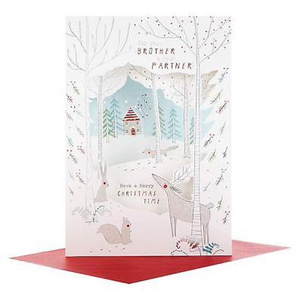 Hallmark Brother and Partner Medium Christmas Card 'Happiness'