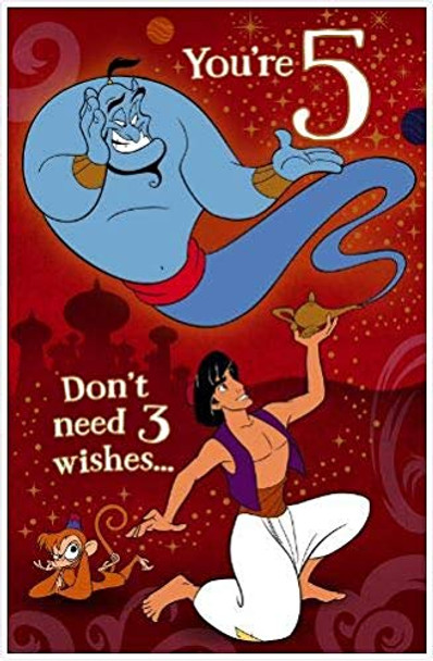 UK Greetings Disney Aladdin Age 5 Birthday Card 622105