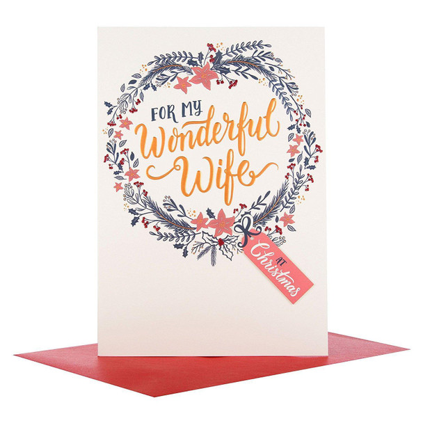 Hallmark Medium Wife "Wonderful" Christmas Card