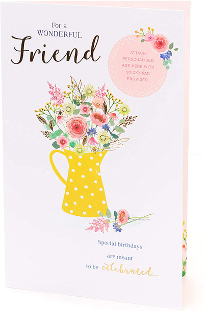 Friend Card with Nice Words Personalised Age 50th, 60th, 70th, 80th, 90th