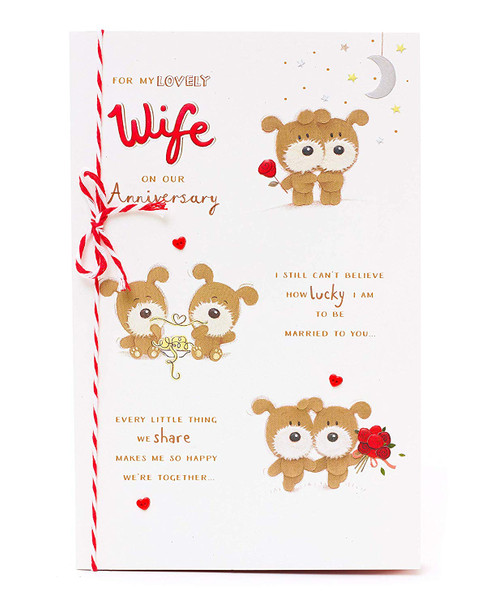 Wife Anniversary Card with Cute Dogs