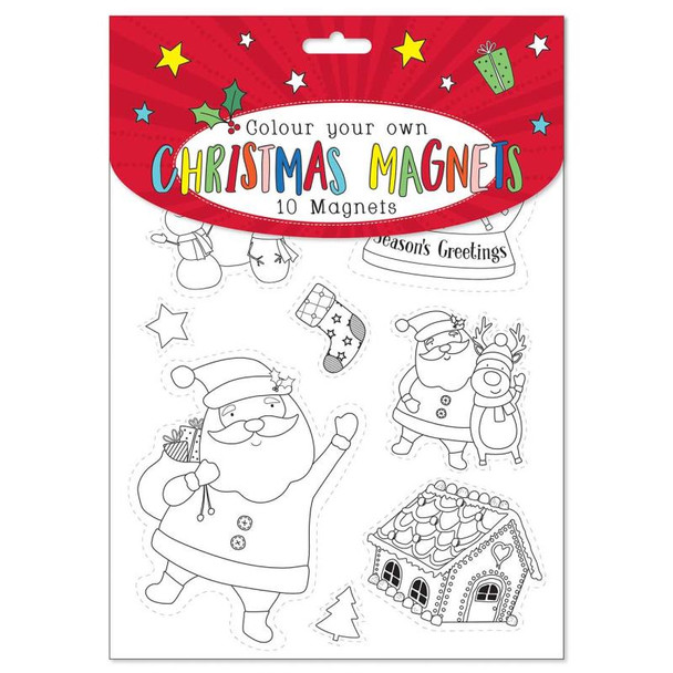 Pack of 10 Colour Your Own Christmas Magnets