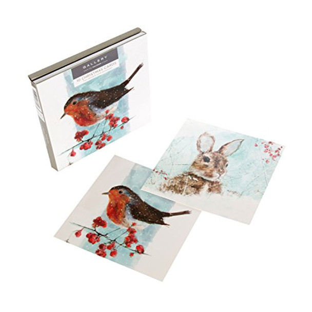 Hallmark Christmas Gallery Card Pack "Robin & Bunny" Pack of 10