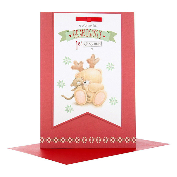 Hallmark Medium Forever Friends"for Grandson" 1st Christmas Card