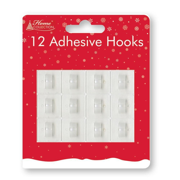 Pack of 12 Decoration Adhesive Hooks - Christmas Lights Wreath Baubles